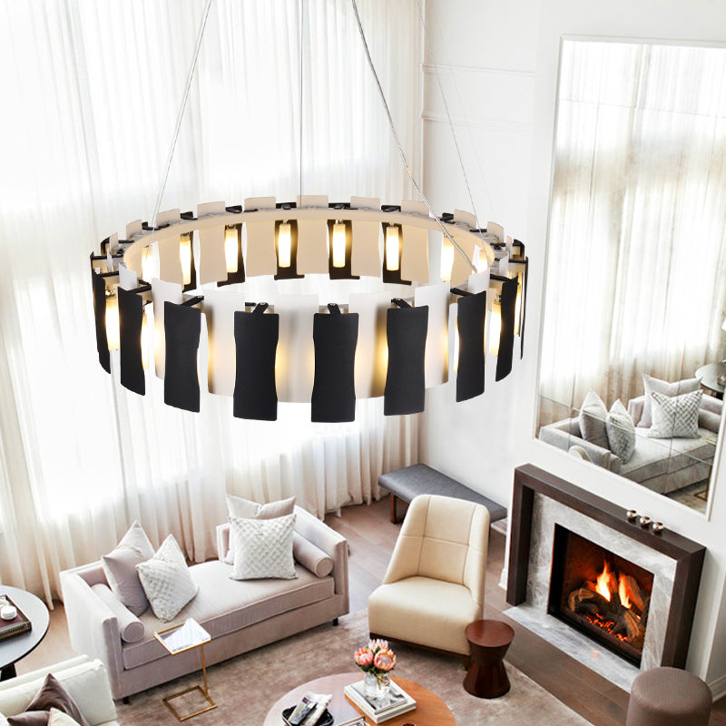 Black And White Circular Chandelier Postmodern Metal Light - Rebooters