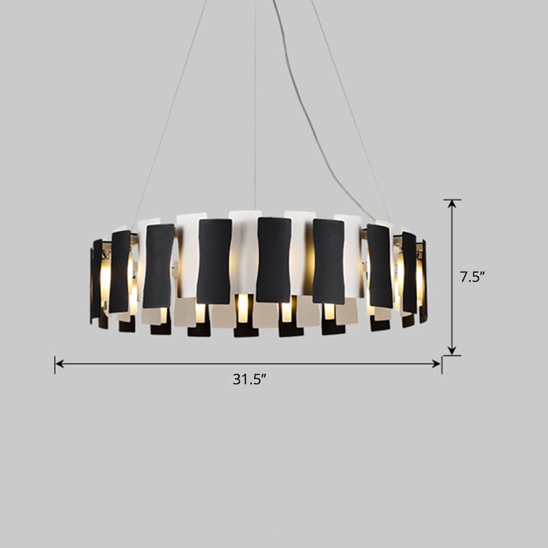 Black And White Circular Chandelier Postmodern Metal Light - Rebooters