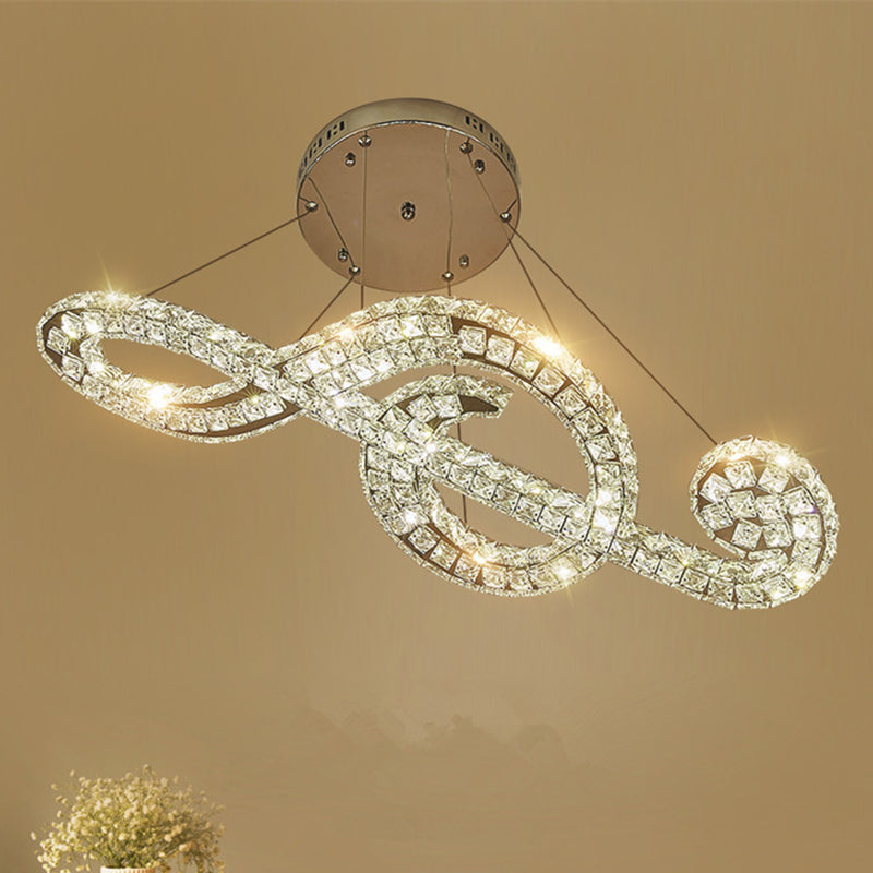 Crystal Musical Note Pendant Light Minimalist LED Chandelier - Rebooters