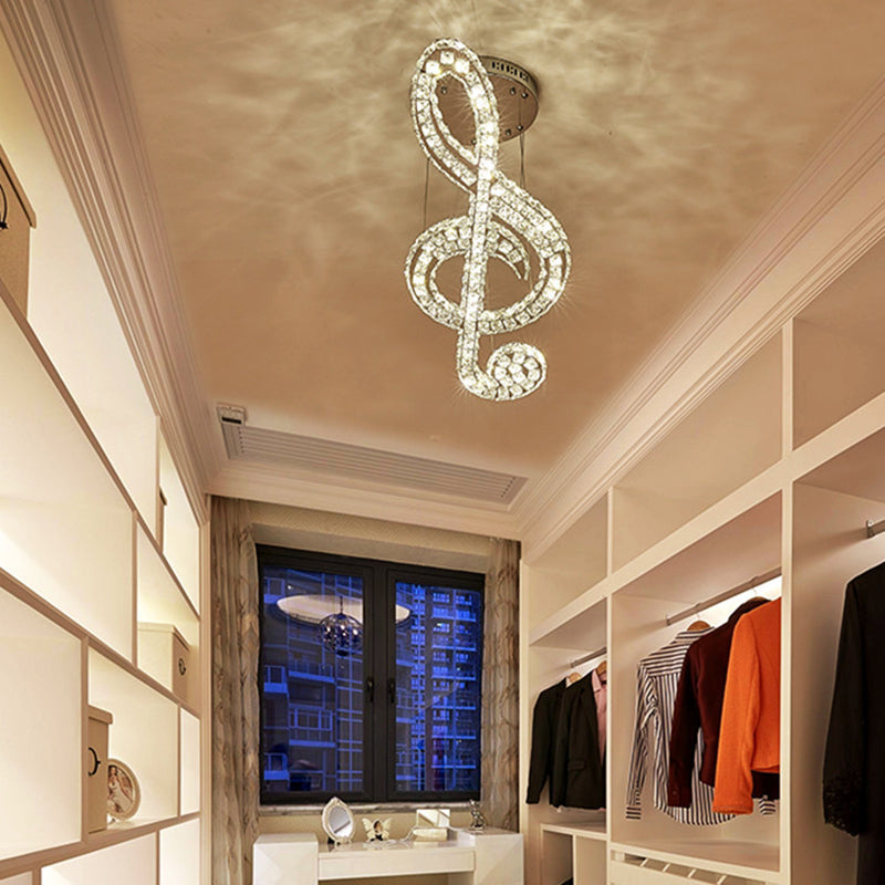 Crystal Musical Note Pendant Light Minimalist LED Chandelier - Rebooters