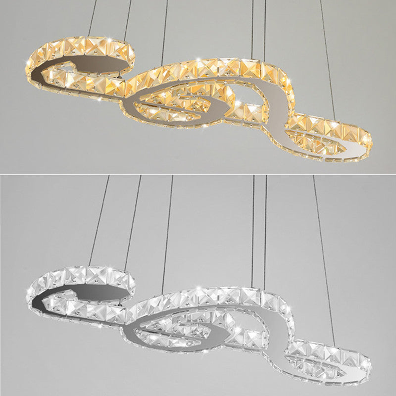 Crystal Musical Note Pendant Light Minimalist LED Chandelier - Rebooters