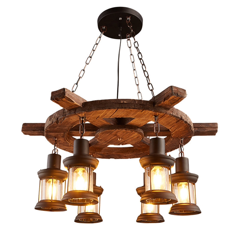 Clear Glass Lantern Suspension Lamp Nautical Living Room Chandelier - Rebooters