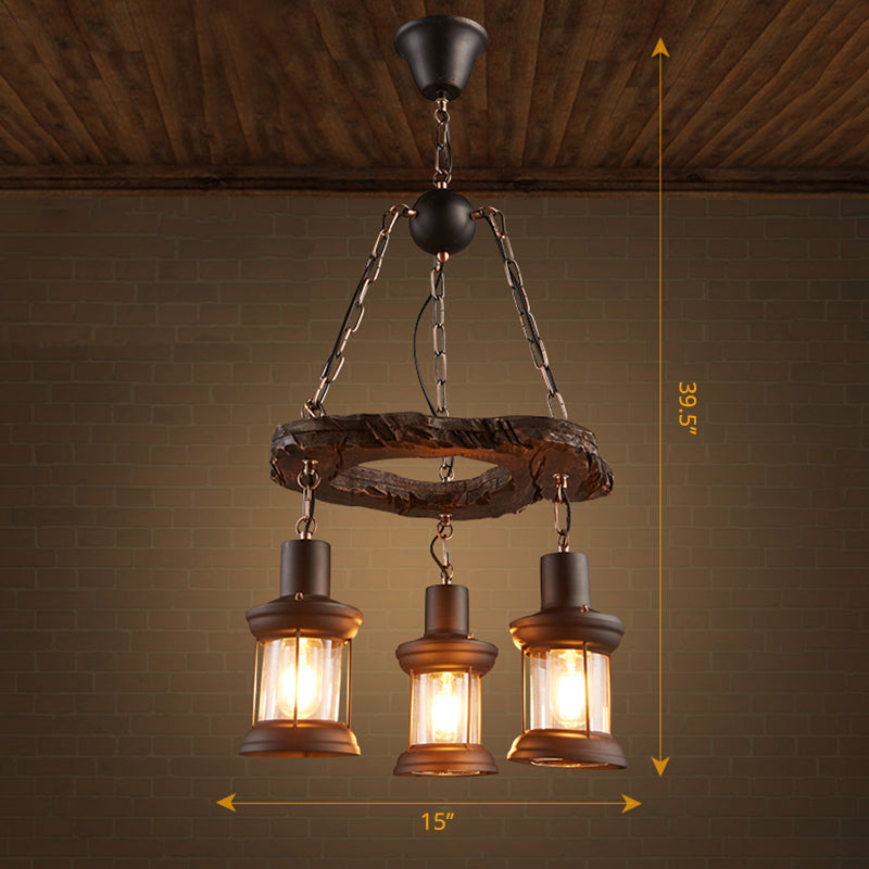 Clear Glass Lantern Suspension Lamp Nautical Living Room Chandelier - Rebooters