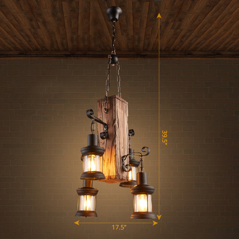 Clear Glass Lantern Suspension Lamp Nautical Living Room Chandelier - Rebooters