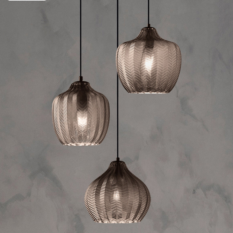 Wavy Glass Shaded Hanging Lamp Nordic Style Single Pendant Ceiling Light - Rebooters