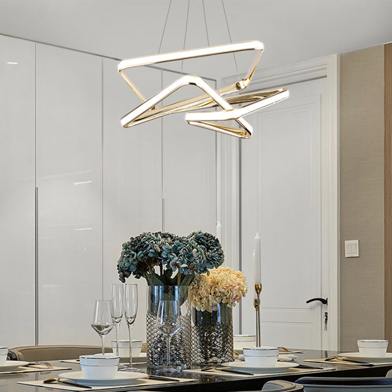 Contorted LED Pendant Light Simplicity Metal Chandelier Gold - Rebooters