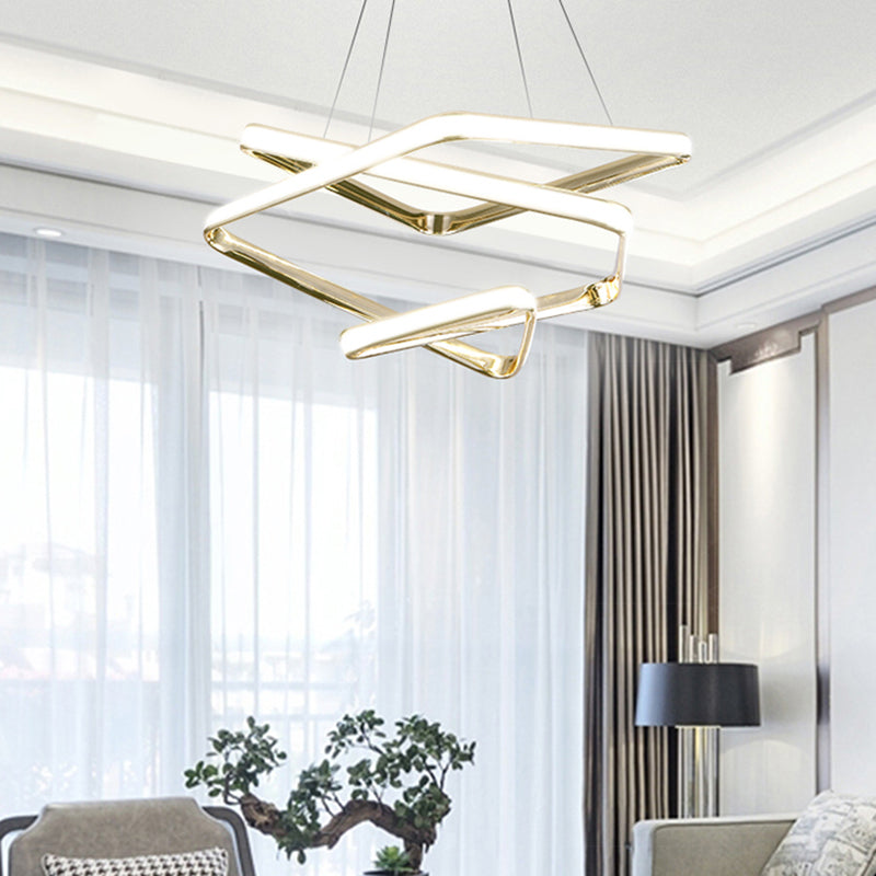 Contorted LED Pendant Light Simplicity Metal Chandelier Gold - Rebooters