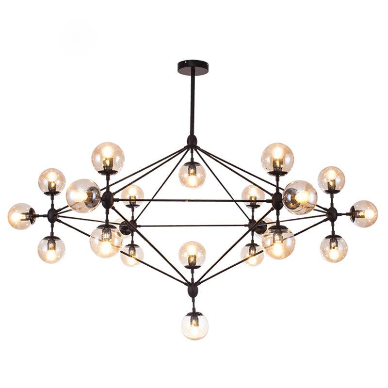 Black Diamond Lattice Chandelier Industrial Tan Glass Lighting - Rebooters