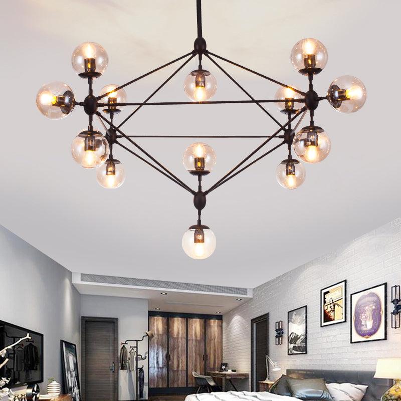Black Diamond Lattice Chandelier Industrial Tan Glass Lighting - Rebooters
