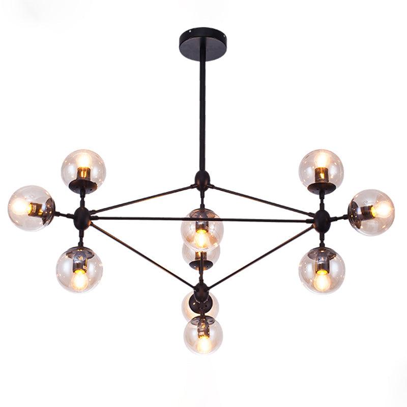 Black Diamond Lattice Chandelier Industrial Tan Glass Lighting - Rebooters