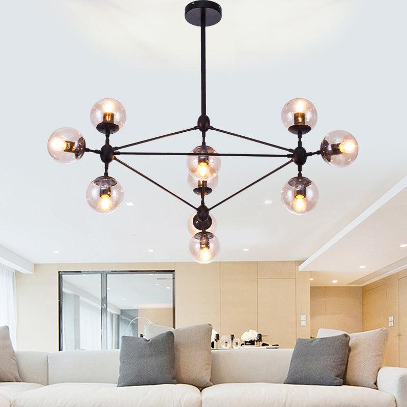Black Diamond Lattice Chandelier Industrial Tan Glass Lighting - Rebooters
