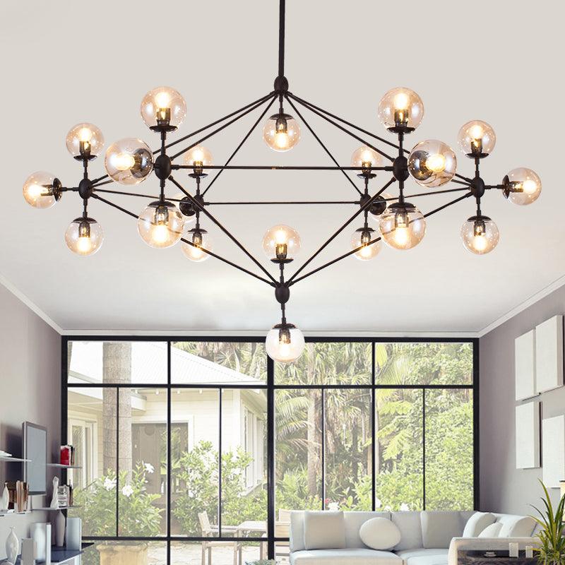 Black Diamond Lattice Chandelier Industrial Tan Glass Lighting - Rebooters