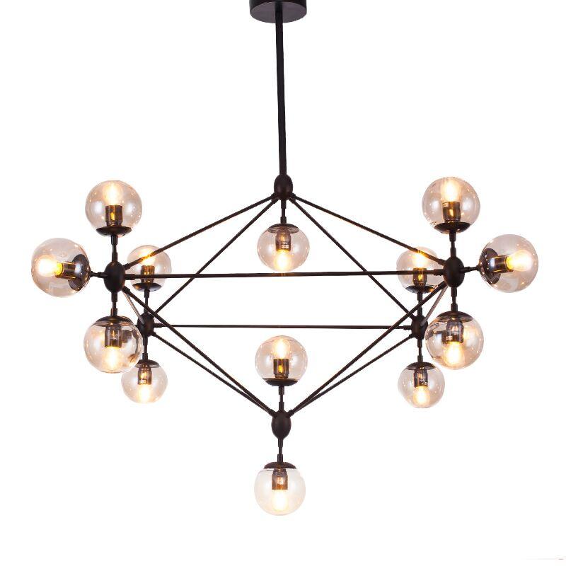 Black Diamond Lattice Chandelier Industrial Tan Glass Lighting - Rebooters