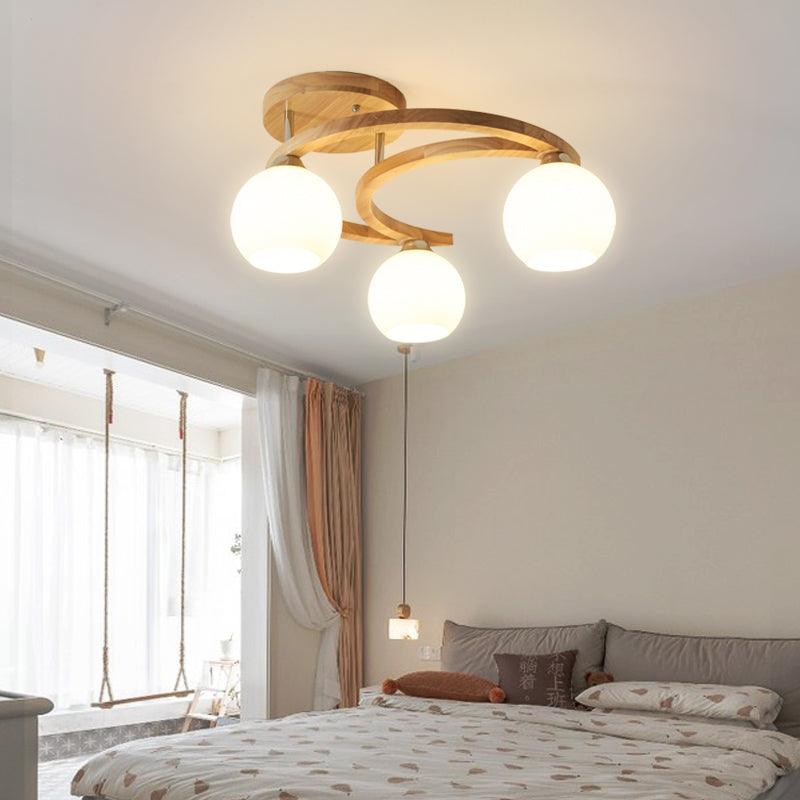 Crescent Semi Flush Light Nordic Wooden Bedroom Lamp Shade - Rebooters