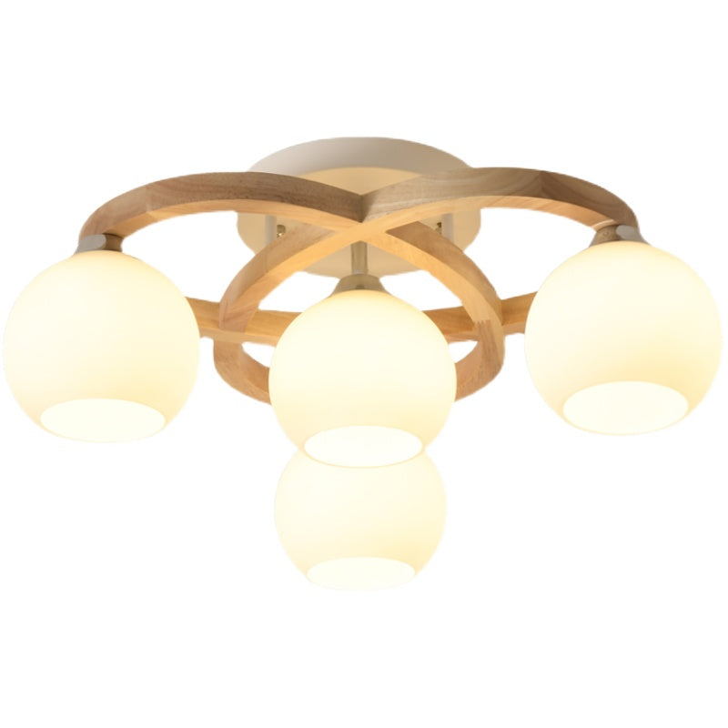 Crescent Semi Flush Light Nordic Wooden Bedroom Lamp Shade - Rebooters