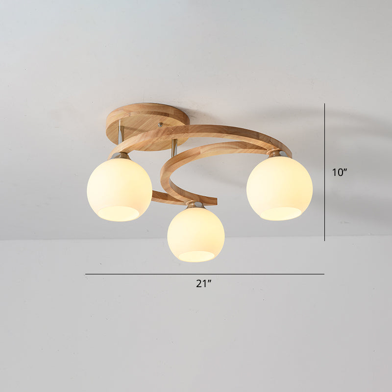 Crescent Semi Flush Light Nordic Wooden Bedroom Lamp Shade - Rebooters