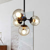 Clear Glass Ball Chandelier Lighting Loft Style Bedroom Fixture in Black - Rebooters