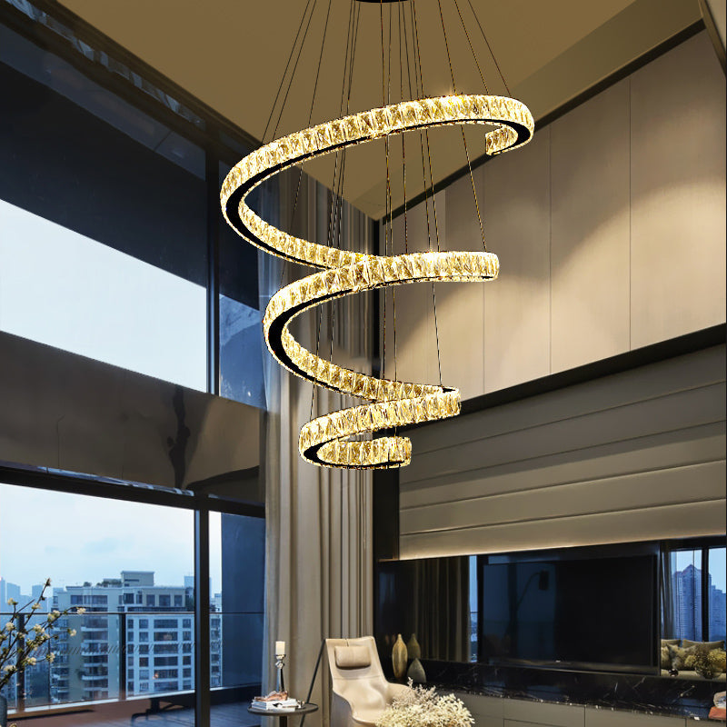 Crystal Inlaid Spiral Chandelier Pendant Light Simplicity - Rebooters