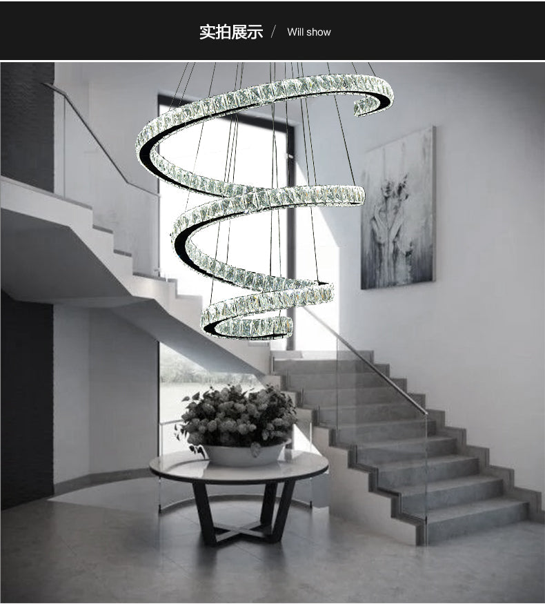 Crystal Inlaid Spiral Chandelier Pendant Light Simplicity - Rebooters