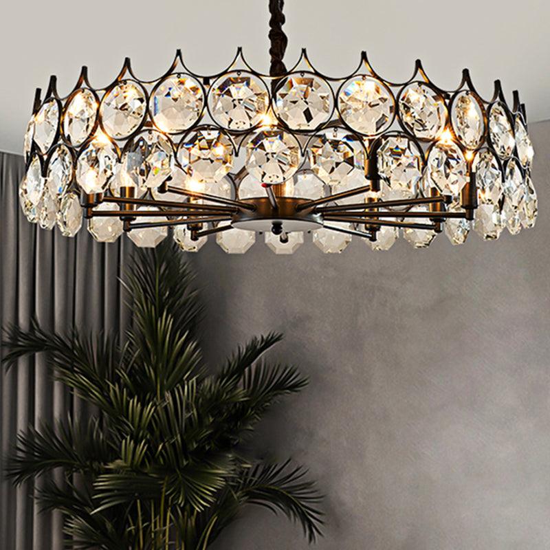 Beveled Cut Crystal Bead Hanging Lamp Postmodern Chandelier - Rebooters