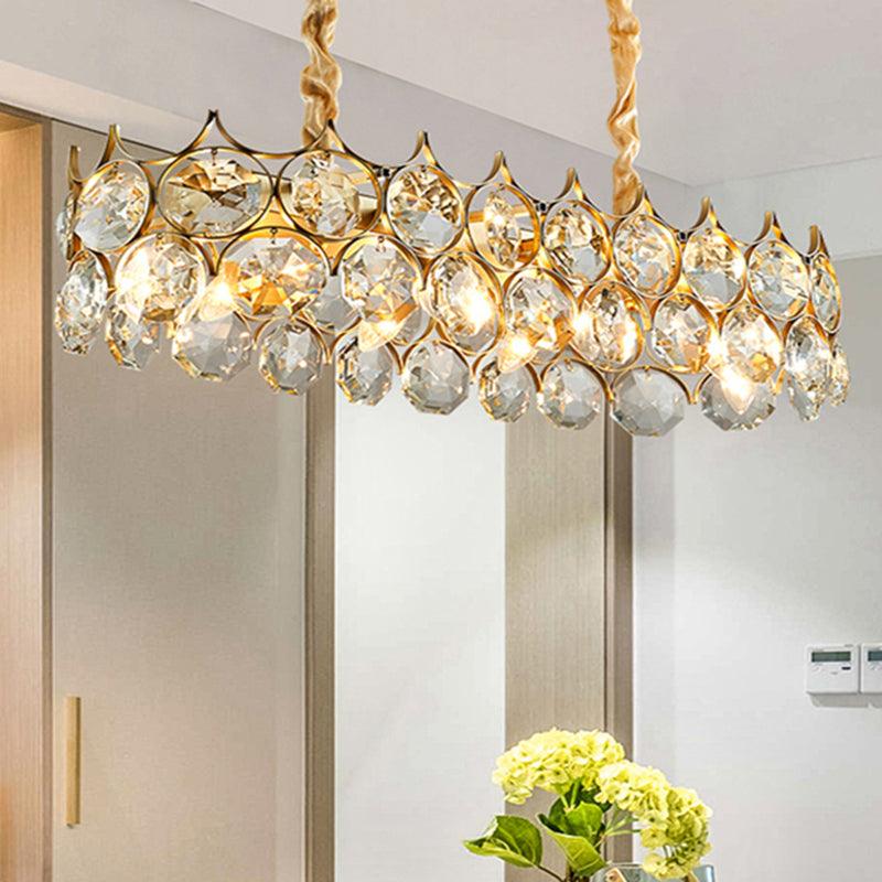 Beveled Cut Crystal Bead Hanging Lamp Postmodern Chandelier - Rebooters