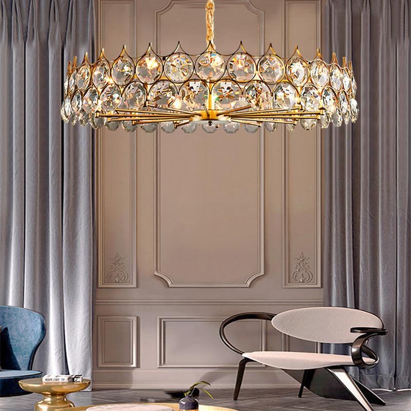 Beveled Cut Crystal Bead Hanging Lamp Postmodern Chandelier - Rebooters