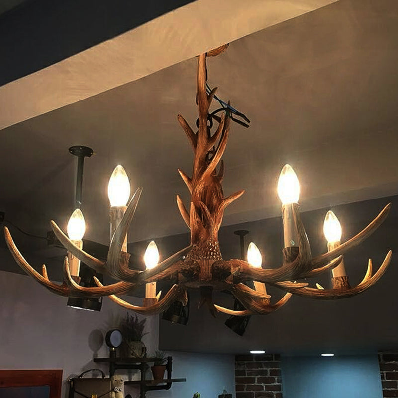 Antler Shaped Living Room Chandelier Countryside Resin Fixture - Rebooters