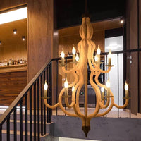 12 Bulbs Candle Ceiling Chandelier Rustic Metal Lighting Beige - Rebooters