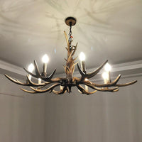 Antler Shaped Living Room Chandelier Countryside Resin Fixture - Rebooters