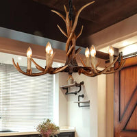 Antler Shaped Living Room Chandelier Countryside Resin Fixture - Rebooters