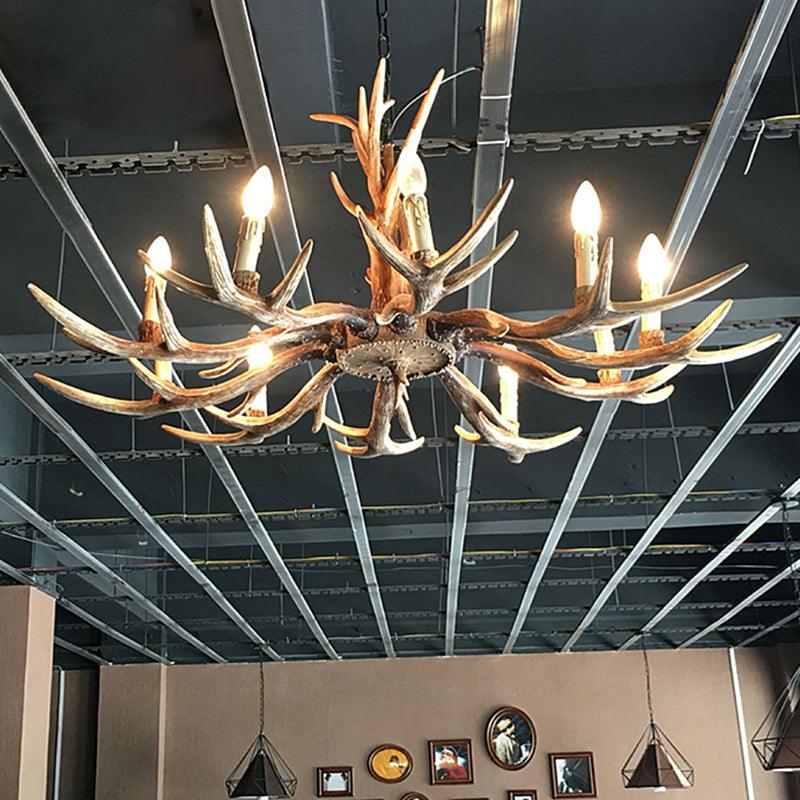 Antler Shaped Living Room Chandelier Countryside Resin Fixture - Rebooters
