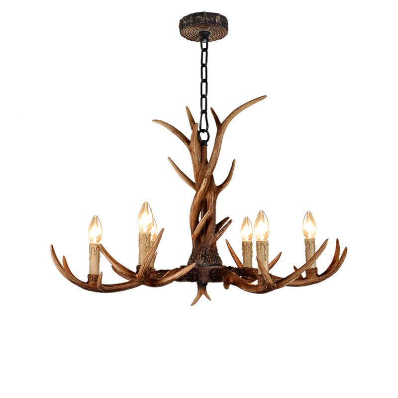 Antler Shaped Living Room Chandelier Countryside Resin Fixture - Rebooters