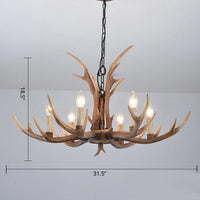 Antler Shaped Living Room Chandelier Countryside Resin Fixture - Rebooters