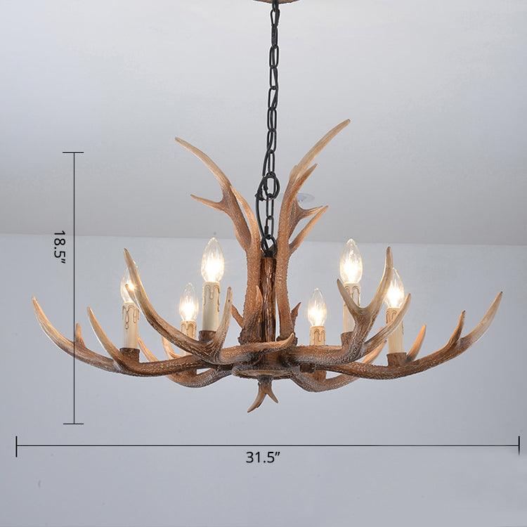 Antler Shaped Living Room Chandelier Countryside Resin Fixture - Rebooters