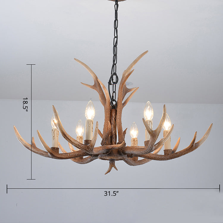 Antler Shaped Living Room Chandelier Countryside Resin Fixture - Rebooters