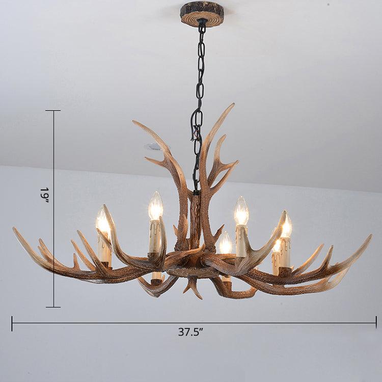 Antler Shaped Living Room Chandelier Countryside Resin Fixture - Rebooters