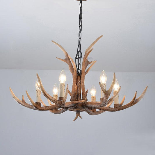 Antler Shaped Living Room Chandelier Countryside Resin Fixture - Rebooters