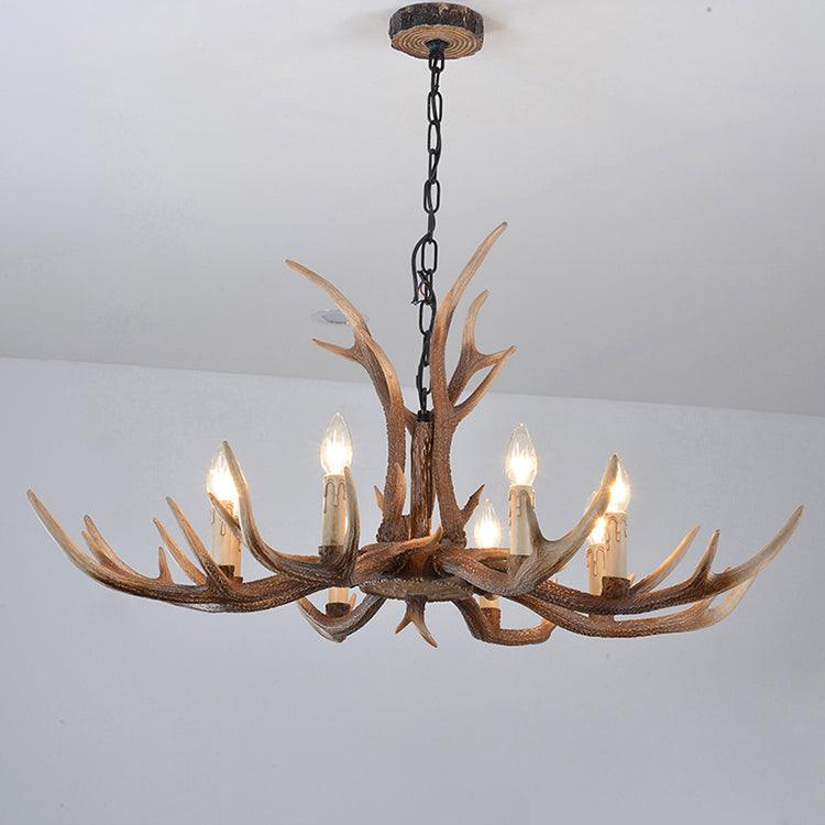 Antler Shaped Living Room Chandelier Countryside Resin Fixture - Rebooters