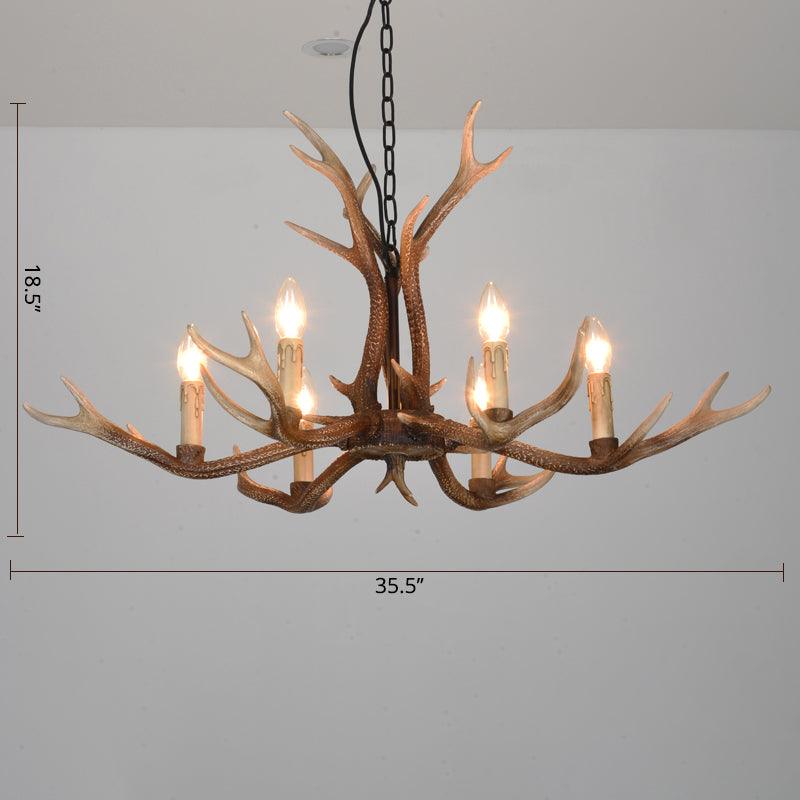 Antler Shaped Living Room Chandelier Countryside Resin Fixture - Rebooters