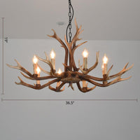 Antler Shaped Living Room Chandelier Countryside Resin Fixture - Rebooters