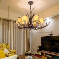 Antler Shaped Living Room Chandelier Countryside Resin Fixture - Rebooters