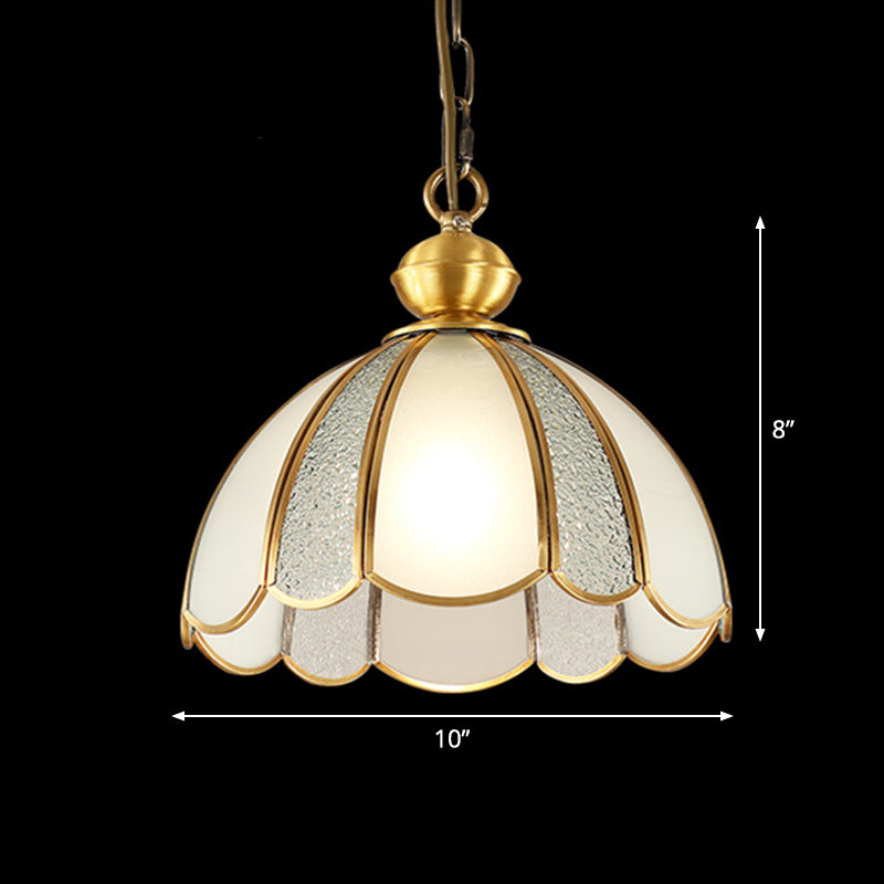 Traditional Scalloped Pendant Lighting Single-Bulb Frosted Glass - Rebooters