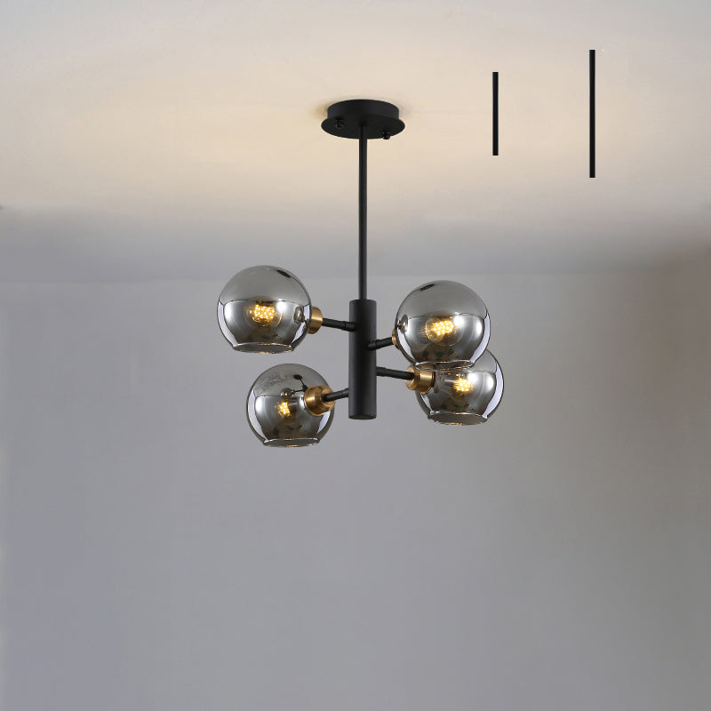 Domed Hanging Lamp Postmodern Style Glass Dining Room Chandelier - Rebooters