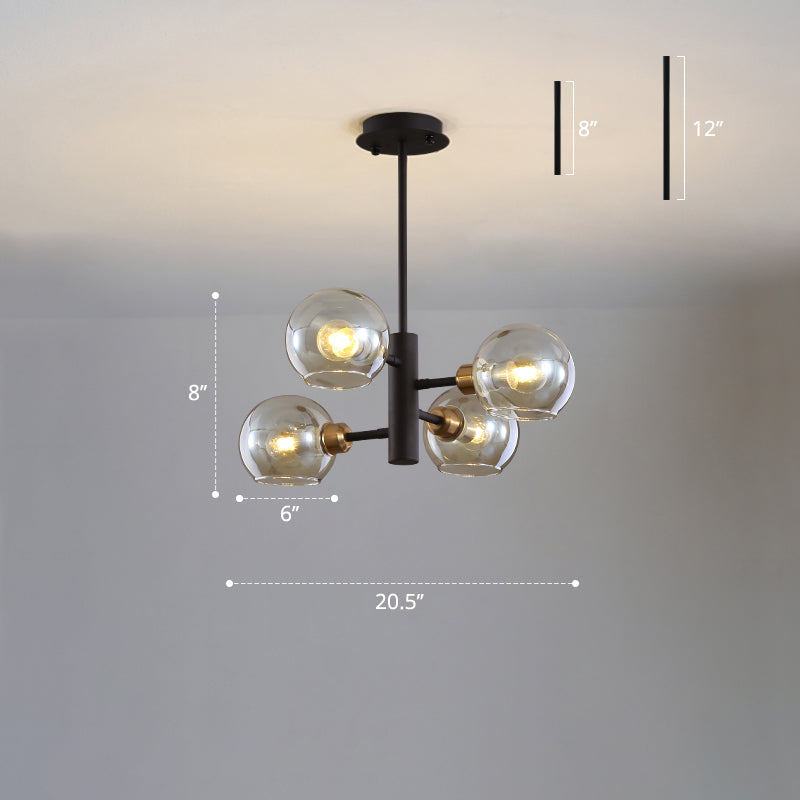 Domed Hanging Lamp Postmodern Style Glass Dining Room Chandelier - Rebooters