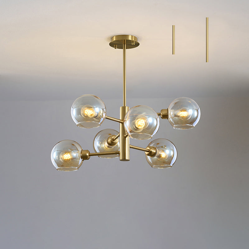 Domed Hanging Lamp Postmodern Style Glass Dining Room Chandelier - Rebooters