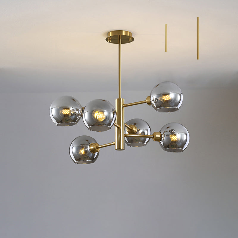 Domed Hanging Lamp Postmodern Style Glass Dining Room Chandelier - Rebooters