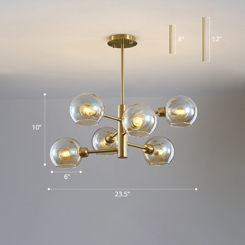 Domed Hanging Lamp Postmodern Style Glass Dining Room Chandelier - Rebooters