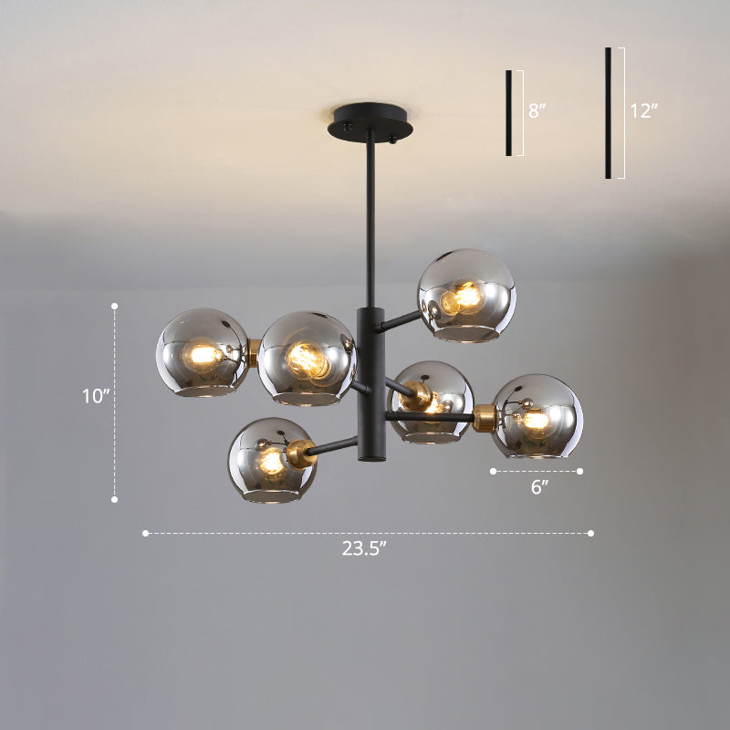 Domed Hanging Lamp Postmodern Style Glass Dining Room Chandelier - Rebooters