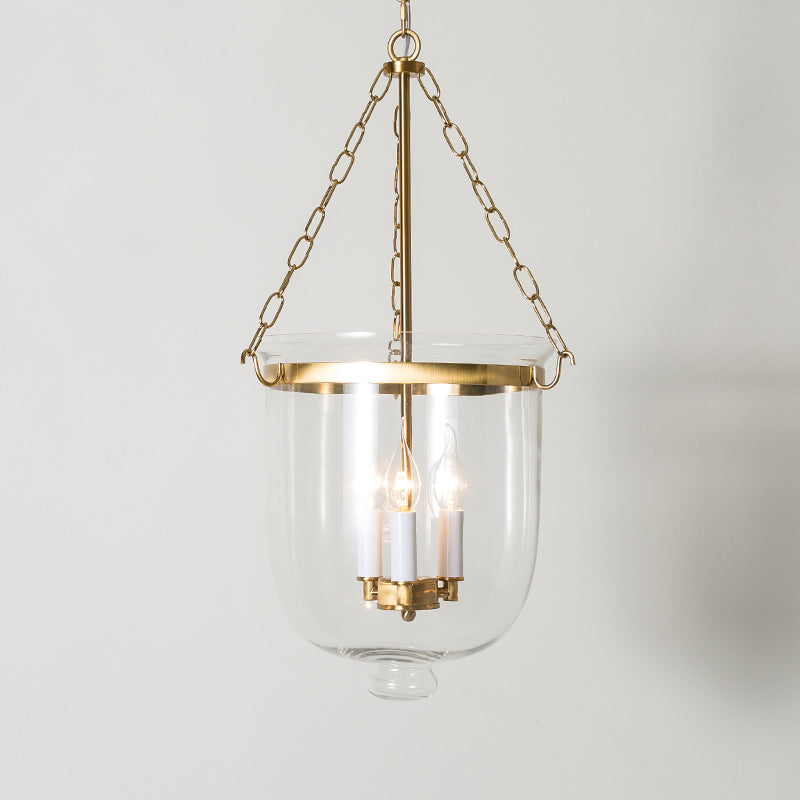 3-Light Inverted Cloche Shaped Pendant Lighting Vintage Clear Glass Chandelier - Rebooters