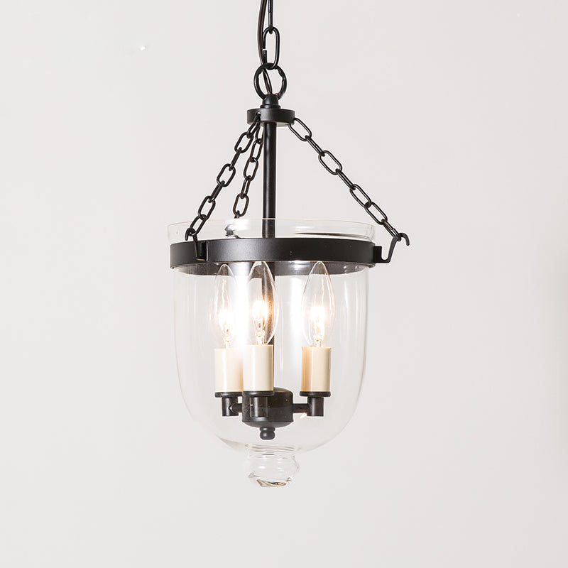 3-Light Inverted Cloche Shaped Pendant Lighting Vintage Clear Glass Chandelier - Rebooters